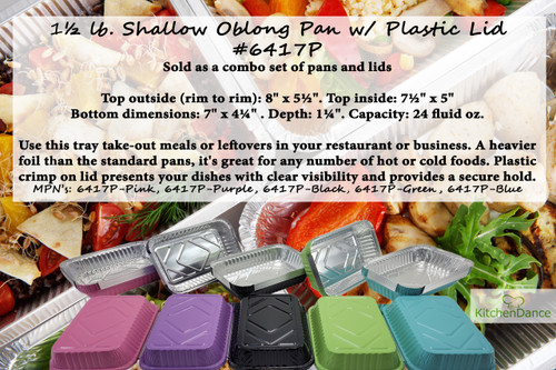 Plastic lid for Colored 1½ lb. Shallow Foil Oblong Pan #PL-6417