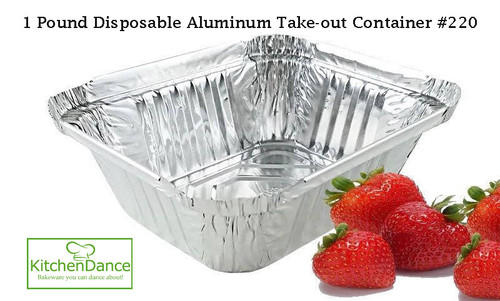 Disposable Aluminum Foil 1 lb. Take-out Pan with Board Lid  #220L