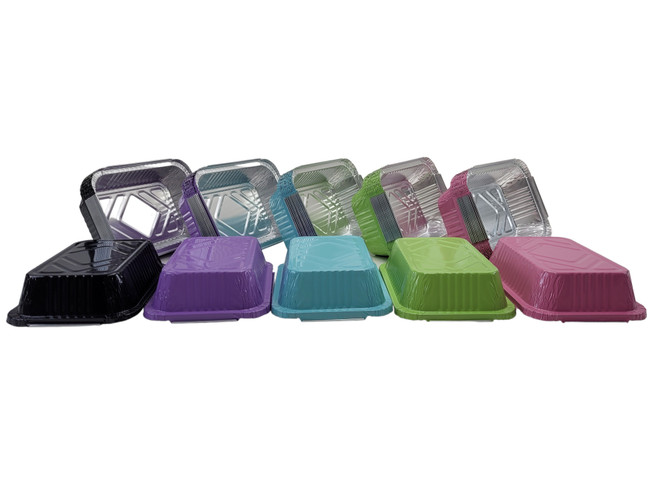 Colored Aluminum 1½ lb. Foil Carryout Pan with Board Lid  #7650L