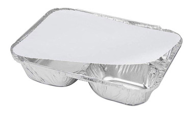 Stock Your Home Small Aluminum Pans Take Out Containers (50 Pack) 50 Foil Oblong Pans and 50 Cardboard Lids - 1 lb Tin Pans - Disposable Food Storage