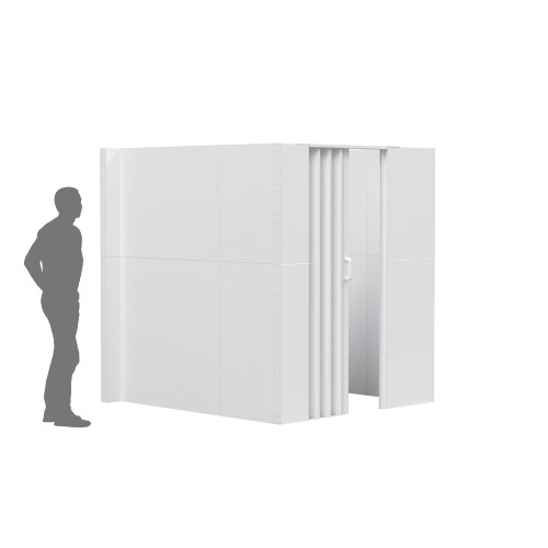 The EverPanel U-Shaped Wall Kit with an accordion door integrated.