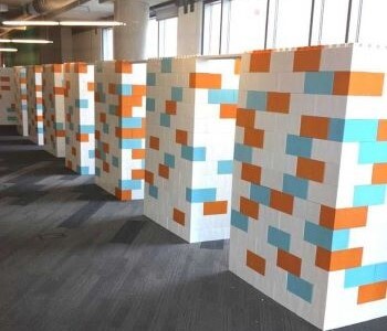 Row of cubicles in and office made out of EverBlocks