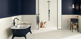 Create a Calm Bathroom with Battersea Navy Blue & White Tiles