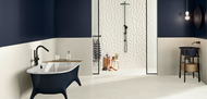 Create a Calm Bathroom with Battersea Navy Blue & White Tiles