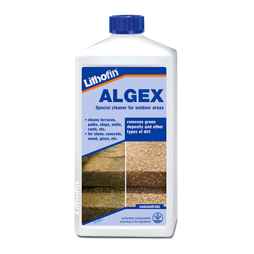 A one litre bottle of Lithofin ALGEX Special Cleaner for Outdoor Areas