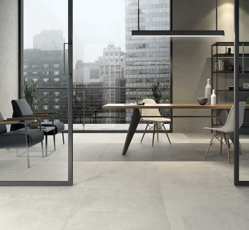 Valverdi Urbanite Cloud Cement Outdoor Tiles used indoors as office floor tiles