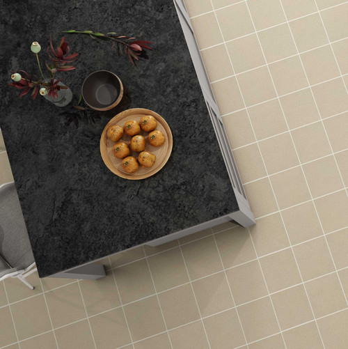 TEC Malvera Matt Natural Square Tiles used as anti-slip kitchen floor tiles in a modern kitchen