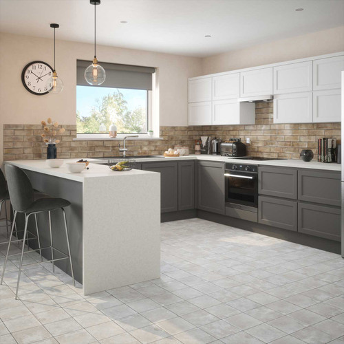 Johnsons Melrose Stone Brown Metro Tiles used as kitchen splashback tiles in a traditional kitchen