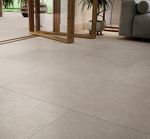 Grespania Village Sand Beige Stone Effect Floor Tiles used in a living room and conservatory