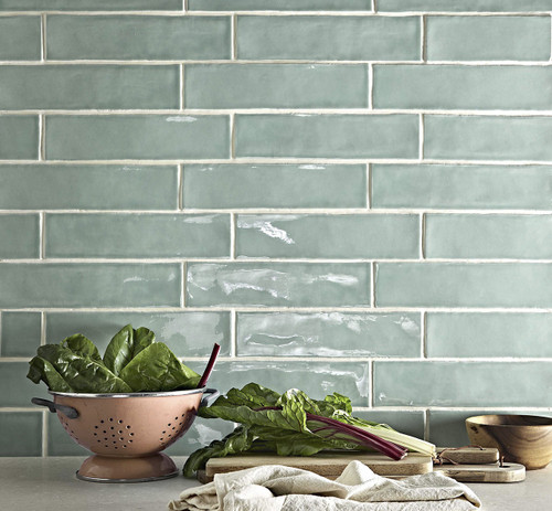 Natural Glazes Forest Green Metro Wall Tiles used as kitchen wall tiles