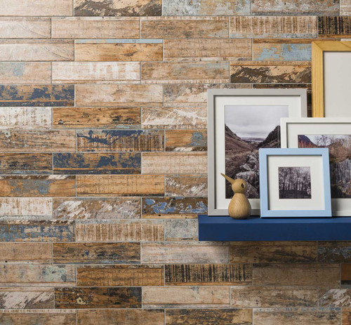 Johnsons Loft Wood Effect Floor & Wall Tiles used on a wall with a picture frame