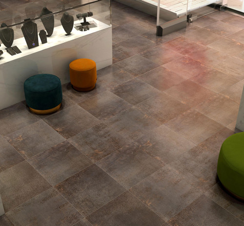 Evoque Brown Matt Metal Effect Tile used as stunning metallic effect floor tiles in a commercial space