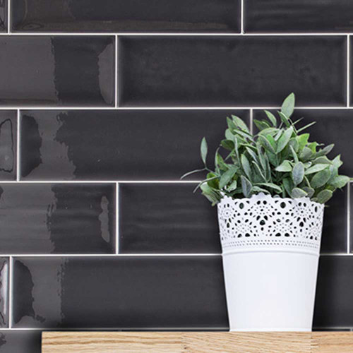 Chic Black Metro Wall Tiles used as dark metro wall tiles