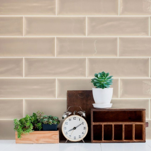 Chic Brown Metro Wall Tiles used as light brown and beige metro wall tiles