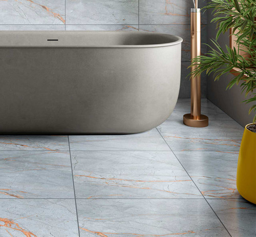 Napoleon Marble Floor Tiles used on the floor of a bathroom with a marble effect floor