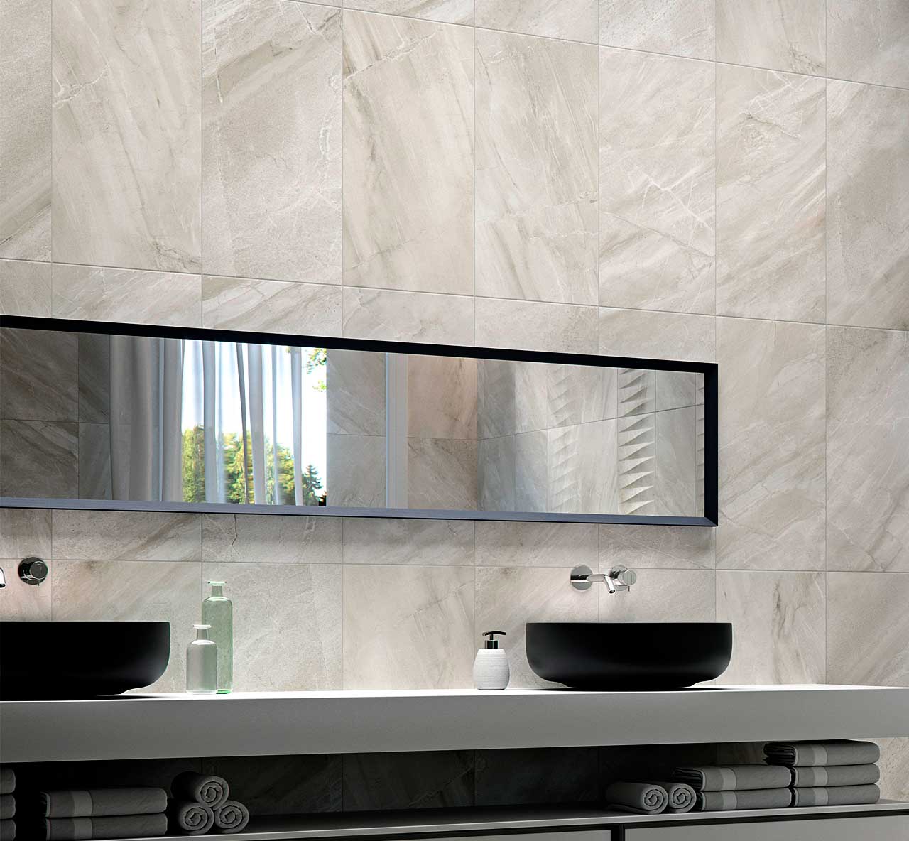 White onyx polished stone effect wall tiles used in as modern bathroom wall tiles