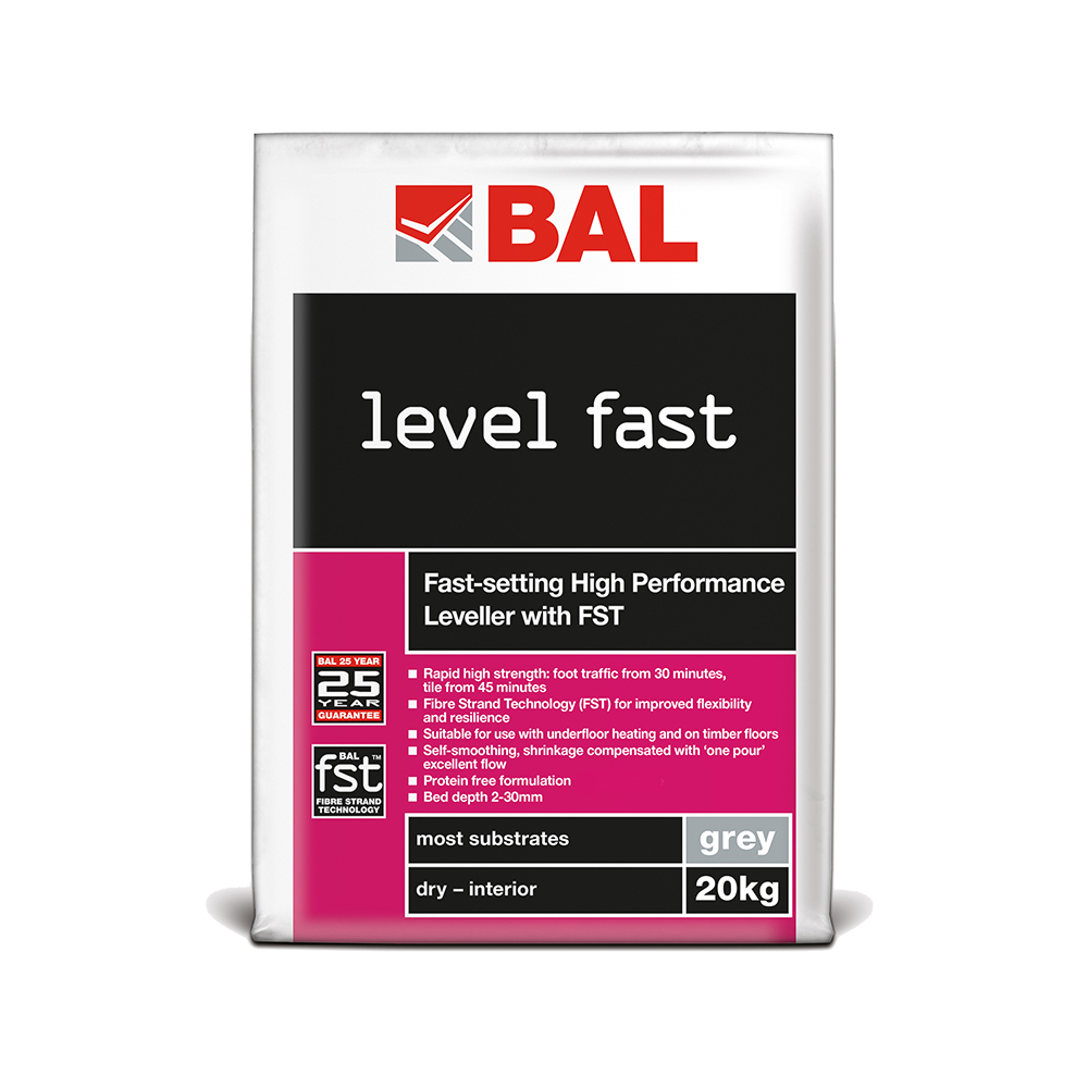 A 20kg bag of BAL Level Fast Self Levelling Compound