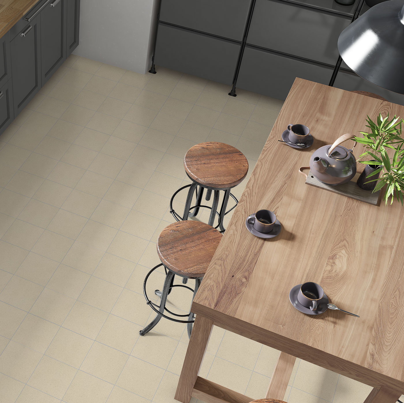 TEC Malvera Matt Natural Square Tiles (30cm x 30cm) used in a modern kitchen