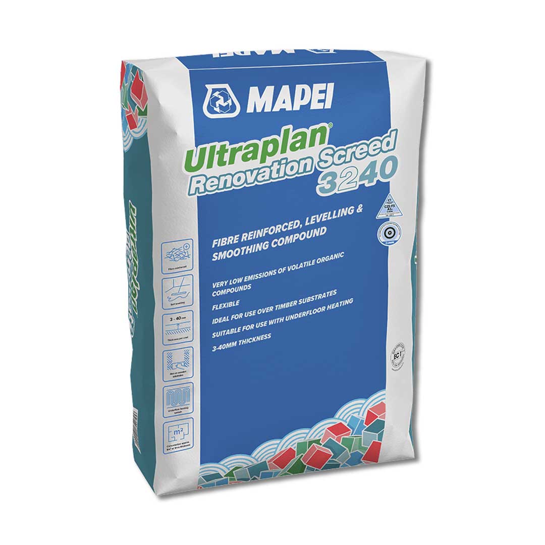 A 25kg bag of Mapei Ultraplan Renovation Screed 3240 Self Levelling Compound.