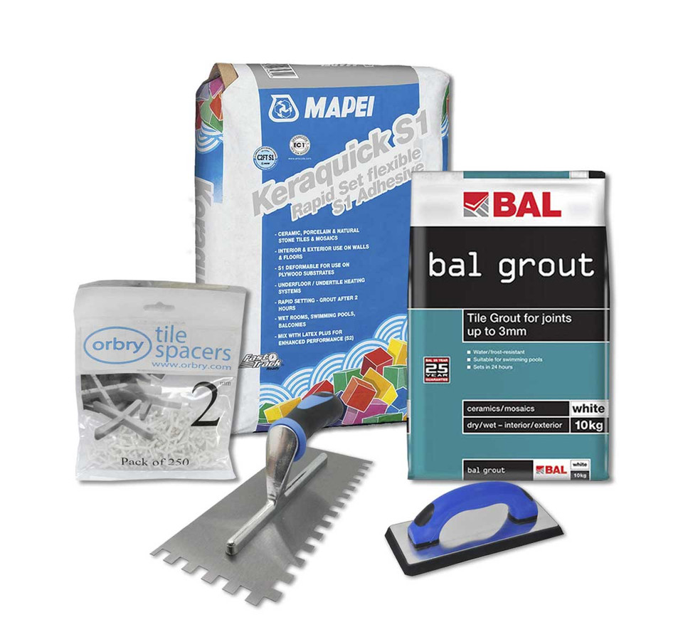 the London Tile DIY wall tiling kit includes everything you need to tile a small wall area