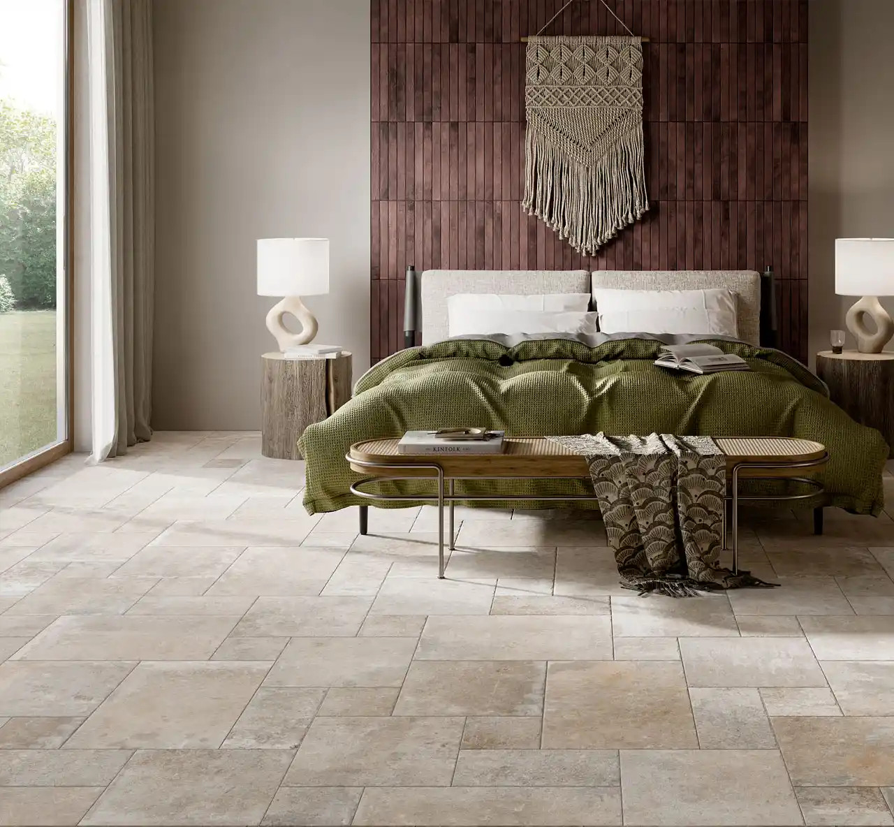 Windsor Ivory Stone Effect Modular Flagstone Floor Tiles Pack (0.76m2)