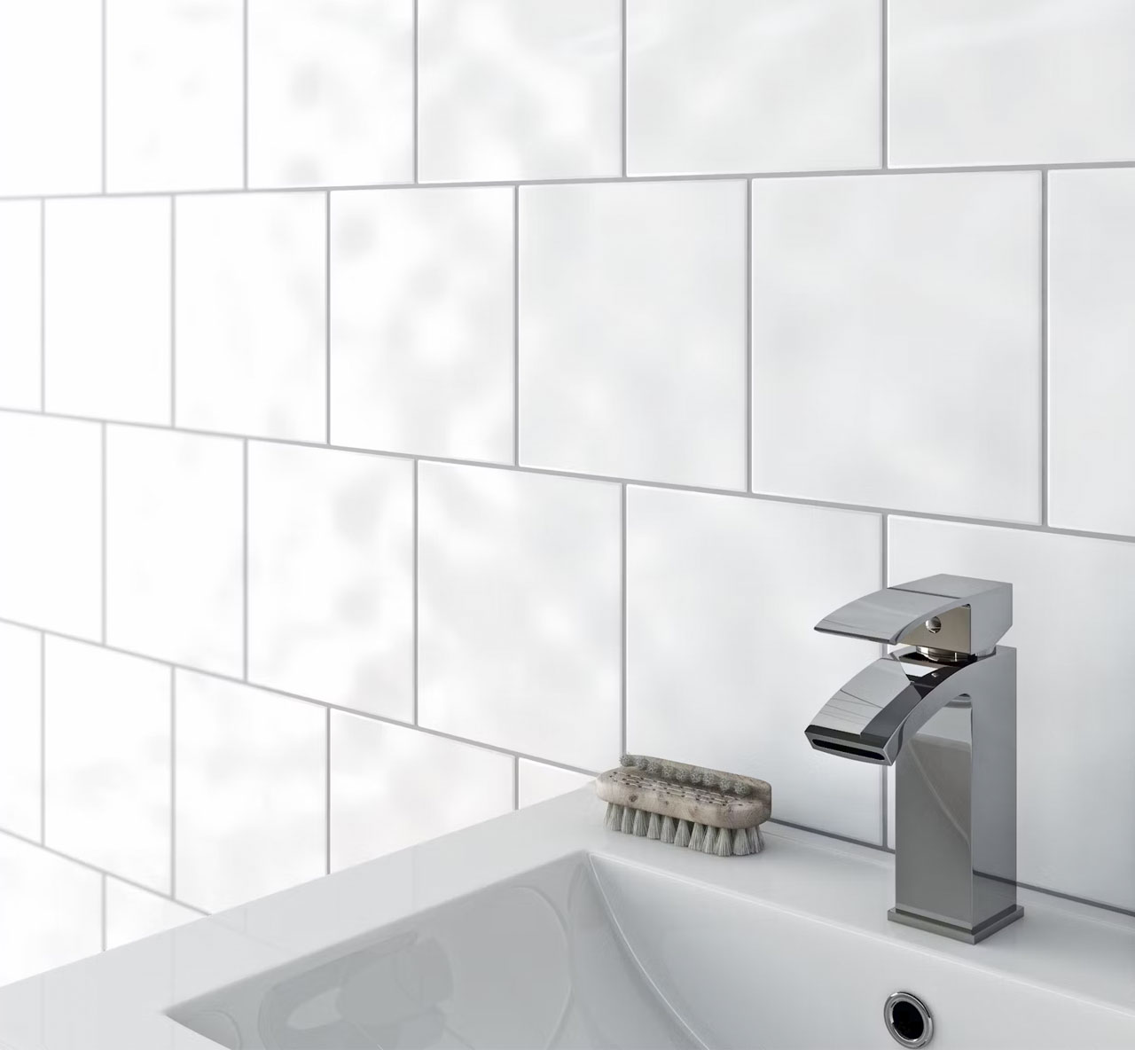 Gloss Bumpy White 3D Textured Wall Tile used in a bathroom