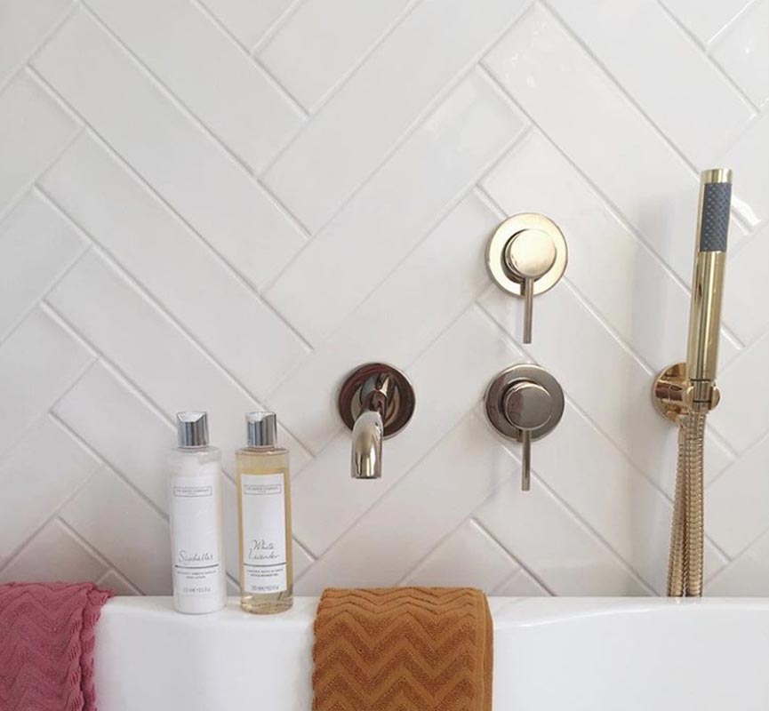 Bronte White Metro Wall Tiles used as bathroom wall tiles in a small bathroom