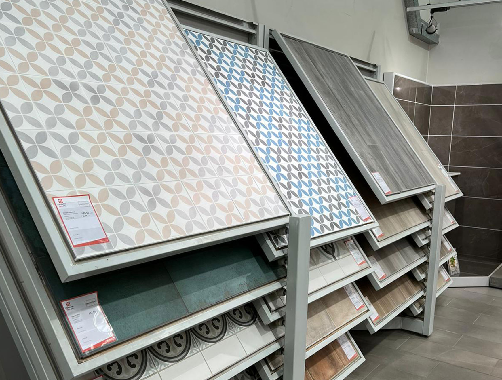 Patterned tiles at The London tile company in hedge end