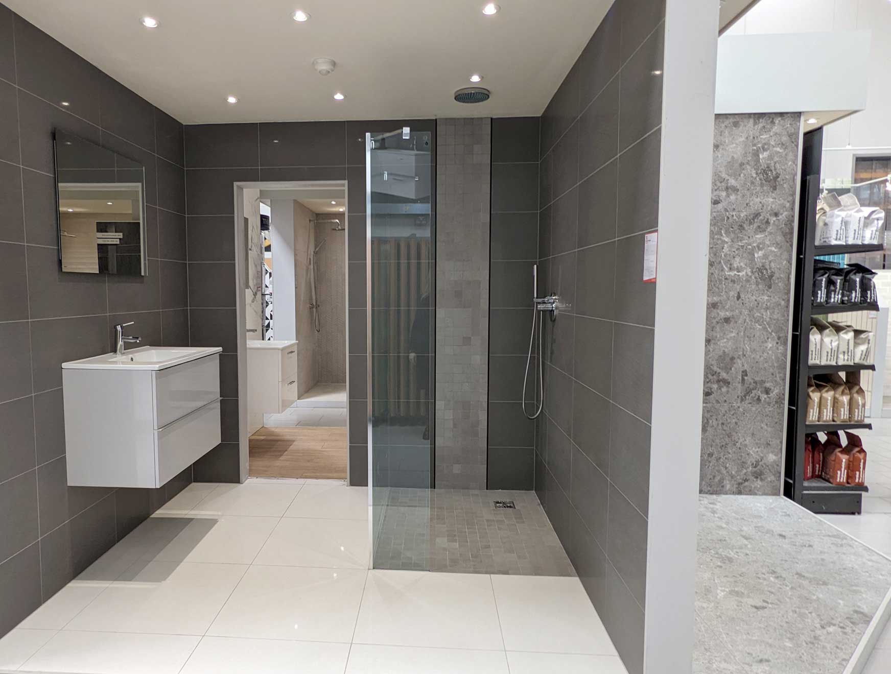 Bathroom tile displays at the london tile company southwick brighton