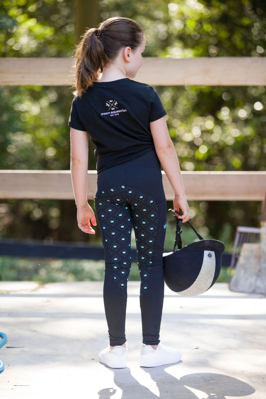 Crown Equestrian Pop of Colour Kids Tights - Aussie Saddlery