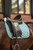 Horze Geneva Dressage Saddle Pad with Faux Fur Silver Blue