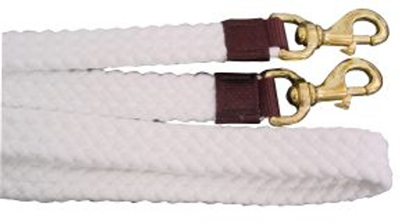 Flat Braided Cotton Reins 7" Brass Snap 