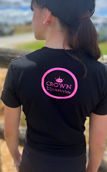 Crown Equestrian Adults Tee Shirt Pink Logo