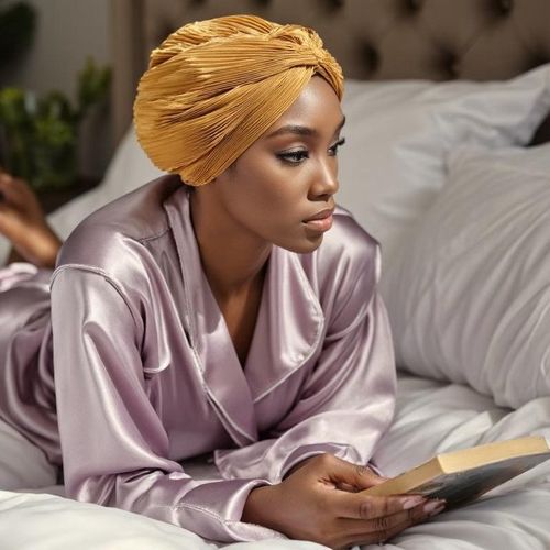 YGN - Sunrise Pleated Silk Sleep Turban