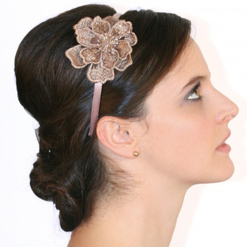 Andrea's Beau Gossamer Flower Headband (Vintage Black)