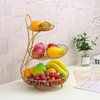 Ezzu Crafts 3 Tier Wire Fruit Basket - Round Metal Standing Basket Display Stand - Screws Free Design for Storing & Organizing Fruits, Vegetables - Freestanding Rustic Decorative Basket [Fit Tuber Recs]