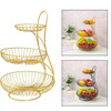 Ezzu Crafts 3 Tier Wire Fruit Basket - Round Metal Standing Basket Display Stand - Screws Free Design for Storing & Organizing Fruits, Vegetables - Freestanding Rustic Decorative Basket [Fit Tuber Recs]