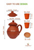 Village Decor Handmade Terracotta Preseasoned Water jug |1.5 Liter with Bottom Tray & Glass | 1.5 Liter | 50.72 fl oz [Fit Tuber Recs]