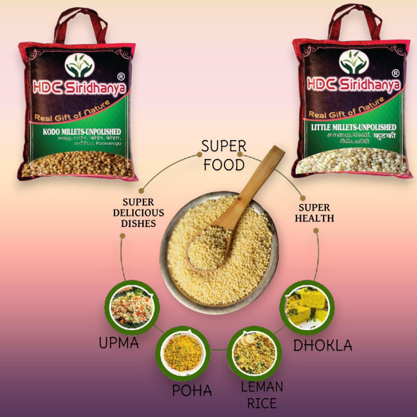 HDC Siridhanya UNPOLISHED 5 positive Millets Combo Pack|4 kg 600 g|11.18 lbs