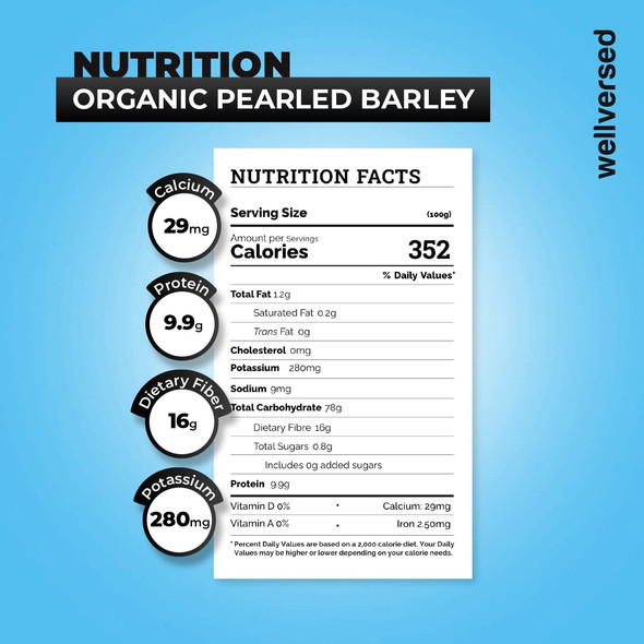 JUST ORGANIK Organic Pearl Barley|2000gm|4.86 lbs