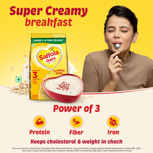 Saffola Oats | Rolled Oats | Delicious Creamy Oats | 100% Natural | High Protein & Fibre | Healthy Cereal for weight loss|2000gm|4.86 lbs