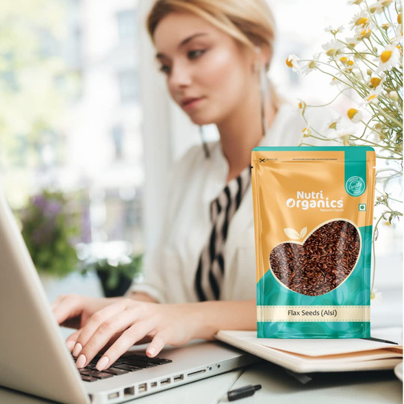 NutriOrganics Pure Alsi Flax Seeds|1 kg|2.43 lbs