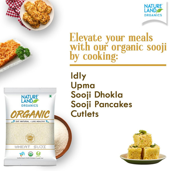 Natureland Organics Wheat Suji / Sooji|500gm|1.22 lbs