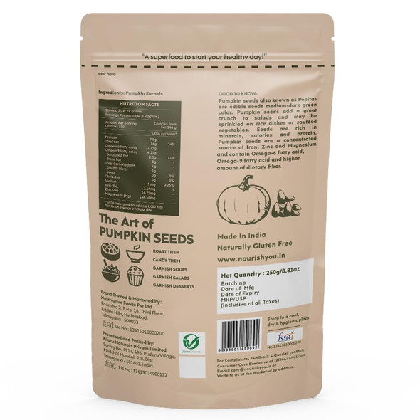 Nourish You Pumpkin Seeds|250gm|8.82 Oz