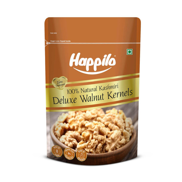Happilo Deluxe 100% Natural Dried Kashmiri Walnut Kernels|200gm|7.05 Oz