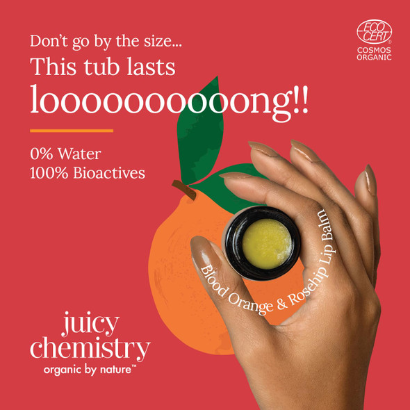 Juicy Chemistry Blood Orange & Rosehip Organic Lip Balm For PiGmented & Chapped Lips|5 g|0.18 Oz