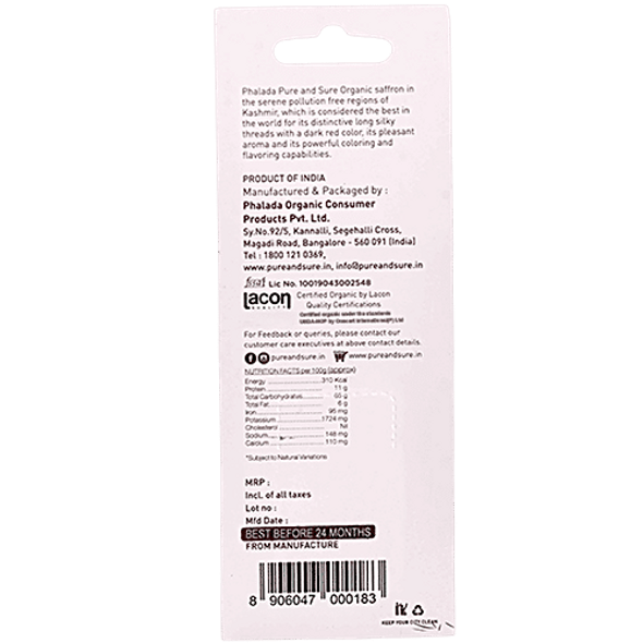 Phalada Pure & Sure Organic Saffron|0.5 g