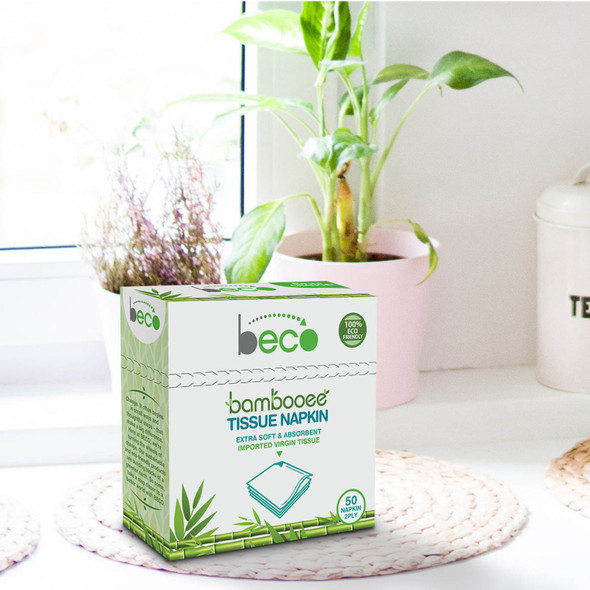 BECO BAMBOOEE SERVING NAPKINS - 2 PLY X 50 PCS - Pack of 3 | 13.4 Oz | 0.84 lbs