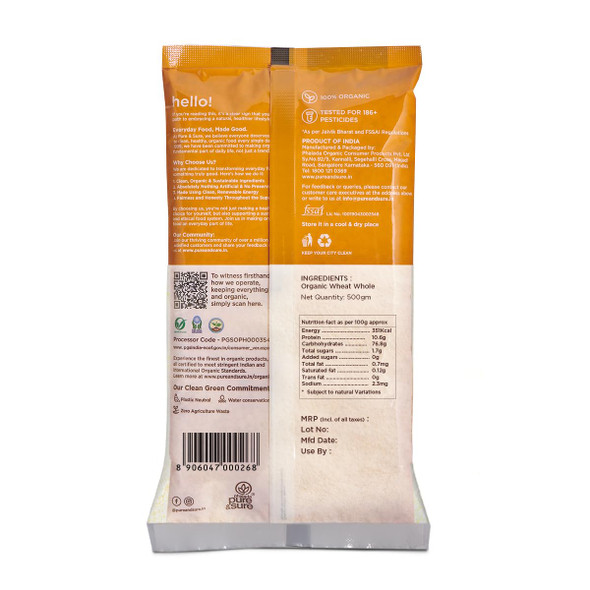 Pure & Sure Organic Rava|1000gm|2.43 lbs