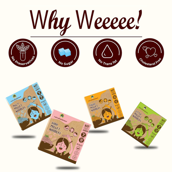 Nativefoodstore Combo: Finger, Little, Kodo, Multi Millet Noodles|840 g|2.04 lbs